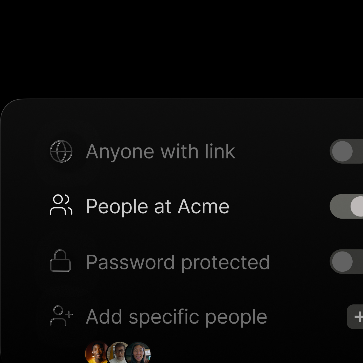 Sharing settings for a product demo, from anyone with the link to a password